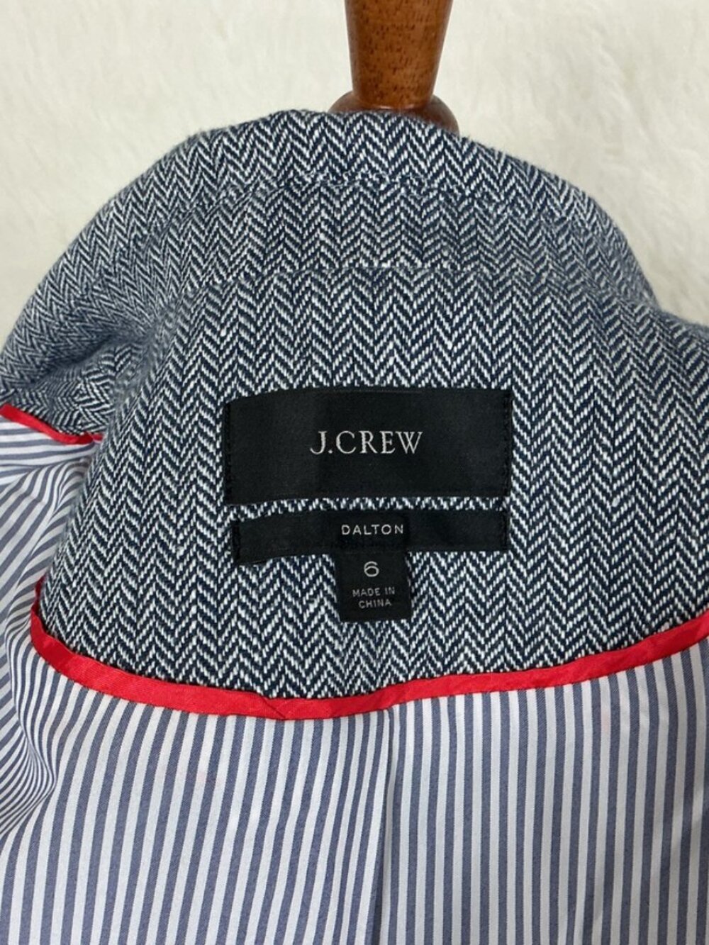 J. Crew Dalton Blue & White Herringbone Italian Cotton Linen Blazer NWOT 6 - Picture 8 of 11